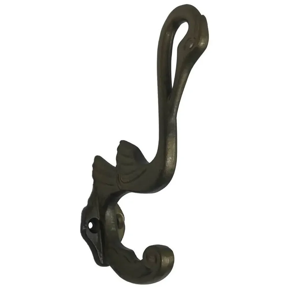 Nouveau Cast Iron Swan Hooks, Set of 6